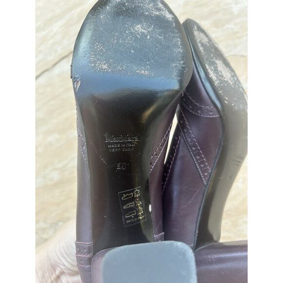 Max Mara Burgundy Mary Jane Heel Leather Sz 40 LH - Picture 5 of 5
